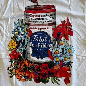 Pabst Blue Ribbon White Graphic Short Sleeve Tee